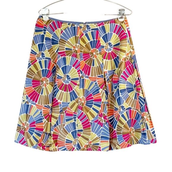 Talbots Vtg Women's Petites Geometric Mosaic Pleated Skirt Multi Colored Sz 8 P - Picture 1 of 4